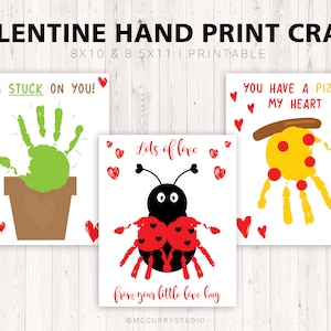 Valentine&#39;s Day Handprint Art Craft, Handprint Art, Handprint Craft, Kids Handprint Art, Toddler Handprint Art, Handprint Keepsake