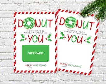 Printable Donut What I&#39;d Do Gift Card Holder, Teacher Christmas Gift Card Holder Printable, 5x7 Gift Card Holder