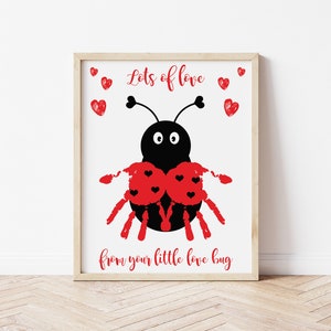 Valentine&#39;s Day Handprint Art Craft, Handprint Art, Handprint Craft, Kids Handprint Art, Ladybug Handprint Art, Handprint Keepsake