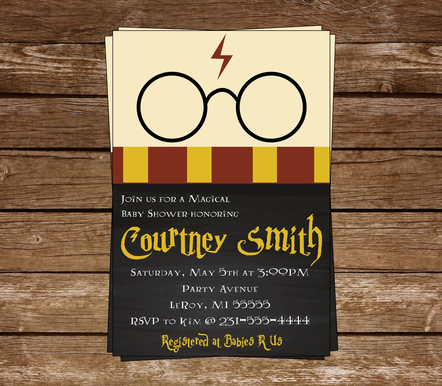 Harry Potter Inspired Baby Shower Invitation Invite