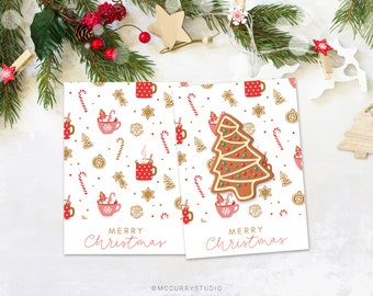 Merry Christmas Cookie Card, 3.5x5 Mini Cookie Card, 5x7 Cookie Card, Christmas Cookie Card, Instant Download, Christmas Printable
