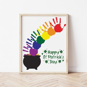 St Patrick&#39;s Day Handprint Art Craft, Handprint Art, Handprint Craft, Kids Handprint Art, Rainbow Handprint Art, Handprint Keepsake