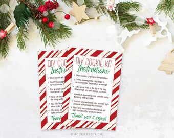Christmas DIY Cookie Kit Instructions Card-Printable 3.5&quot; by 5&quot;, DIY Cookie Card, Christmas Cookie Card, Instant Download