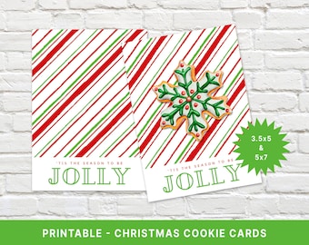 Tis the Season to Be Jolly Cookie Card, 3.5x5 Mini Cookie Card, 5x7 Cookie Card, Christmas Cookie Card, Instant Download
