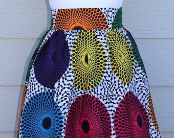 African print fabric skirt customized waist knee and maxi length skirt with pockets