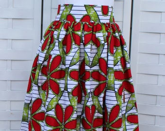 African print fabric maxi long skirt with lining and side pockets / 100 percent cotton fabric