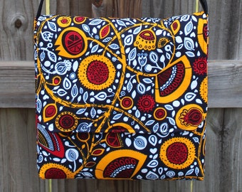 African Print Messenger Bag, Cross Body Bag, Ankara Bag, Unisex African Print Bag, Handmade Fabric Bag, Washable Fabric Bag