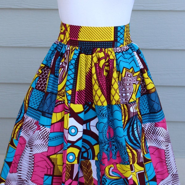 African Print Skirt with Pockets, African Print Clothing, Maxi Skirt, Knee Length Skirt, Made to order skirt