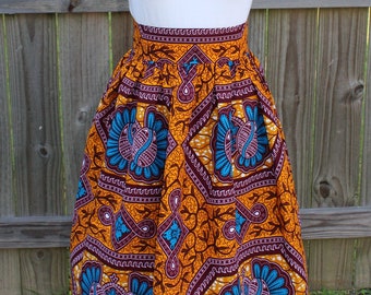 African Print Skirt, Maxi Skirt, Skirt with pocket, African Print Clothing, Knee Length Skirt, Ankara Skirt, African fabric, Made to Order