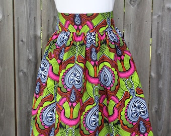 African print fabric skirt, Ankara skirt with pockets, gifts for women