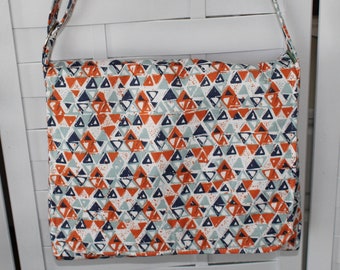 Bolso bandolera de algodón hecho a mano: bandolera de tela con estampado geométrico