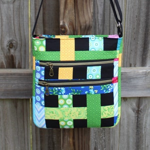 Crossbody Bag, Double Zipper Bag, Gift for women, Gift for girls, Messenger bag, Zipper Purse, patchwork bag, colorful crossbody purse