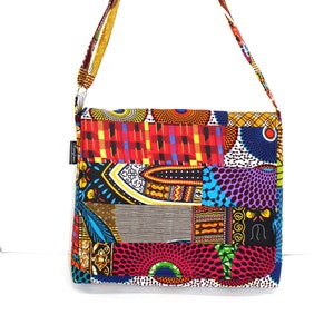 Bolso bandolera de tela africana, regalo para hombre, regalo para mujer, bolso bandolera de patchwork, bolsos y carteras hechos a mano, bolso de tela lavable hecho a mano