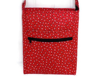 Crossbody Bag, Double Zipper bag, Hipster crossbody, Gifts for girls, gift for women, Red Crossbody Bag, Red fabric Bag