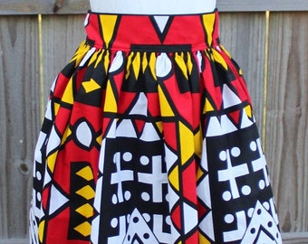 African Print Maxi Skirt, Samakaka Skirt, Ankara Skirt, Africa skirt with pocket, African Clothing for women, Knee length Skirt, Short skirt