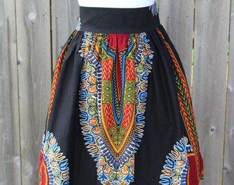 Black Dashiki Skirt, Short Skirt with Pockets, Maxi skirts, Dashiki Fabric Skirt, African Print Skirt, African Clothing