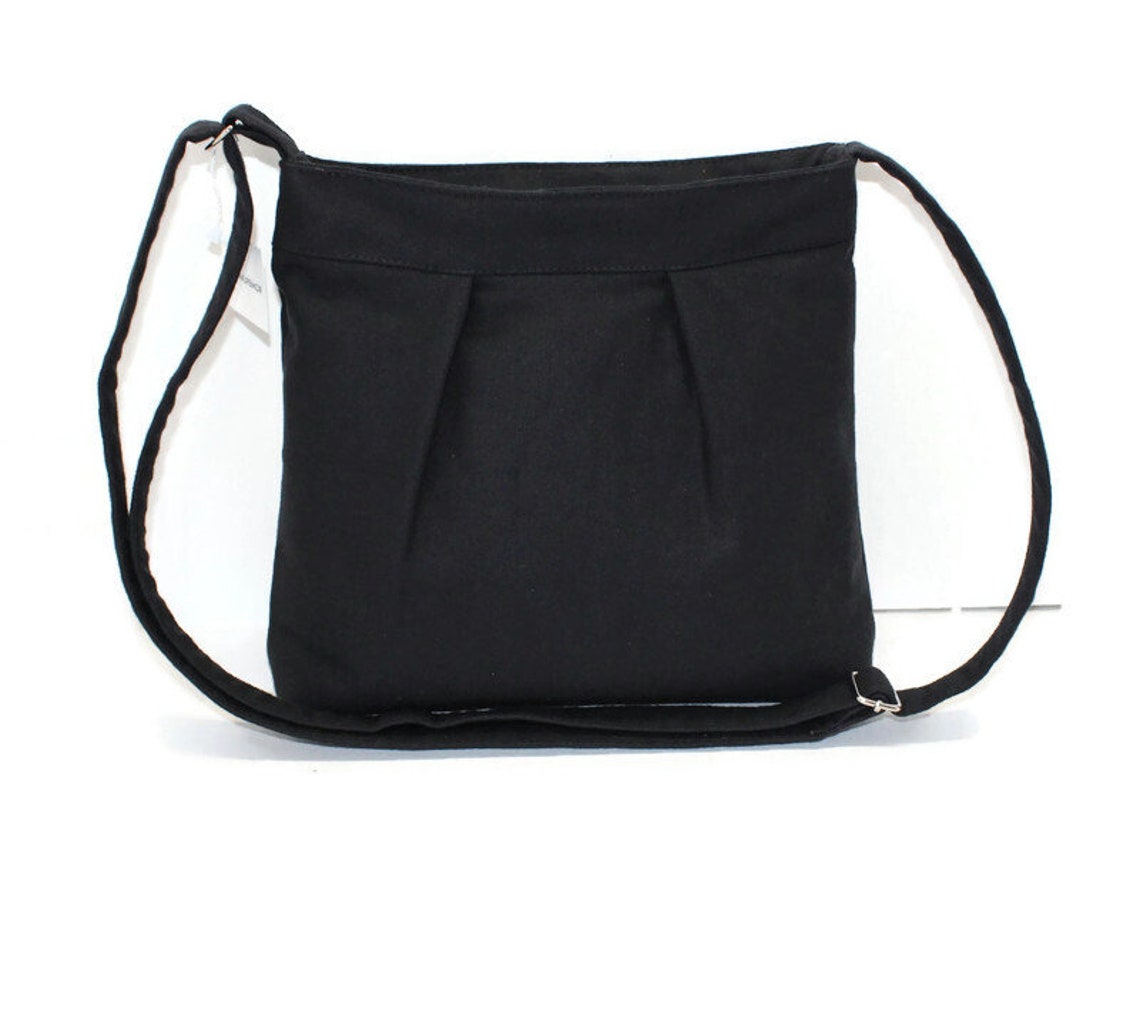 Small Black Canvas Crossbody Bag With Adjustable Strap Inside Etsy