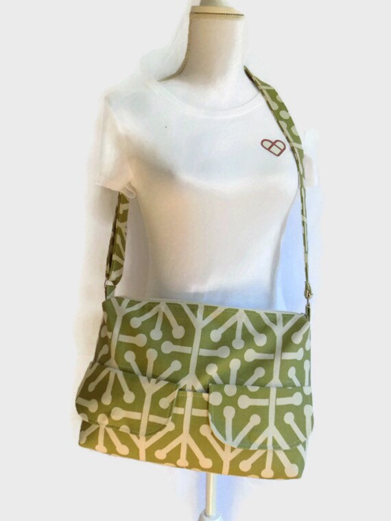 Women Canvas Handbag Green Cactus Patterns Purse Shoulder Bag Messenger Bag Mom Bag for Women 