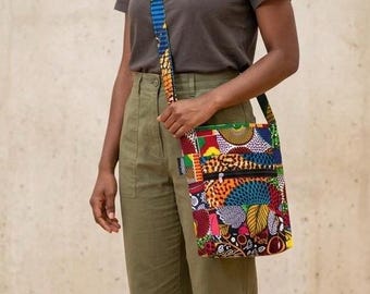 Kleine Umhängetasche aus afrikanischem Stoff-Patchwork, handgefertigte Ankara-Geldbeutel, Damenhandtasche