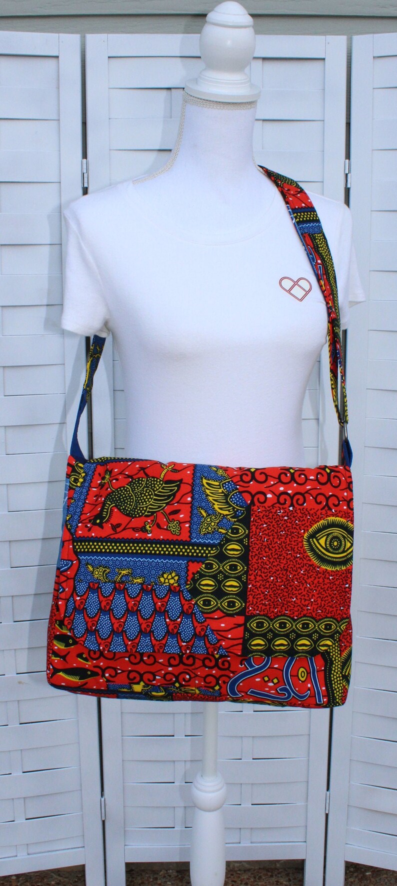 Geometric African fabric large messenger crossbody bag with Etsy