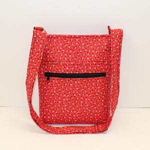 Handmade fabric crossbody bag, gift for women, red crossbody, handmade hipster bag, gift for girls, women handbag