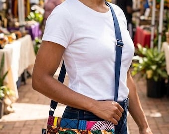Bunte Patchwork Crossbody Bag: Handgemachte afrikanische Print-Baumwolle