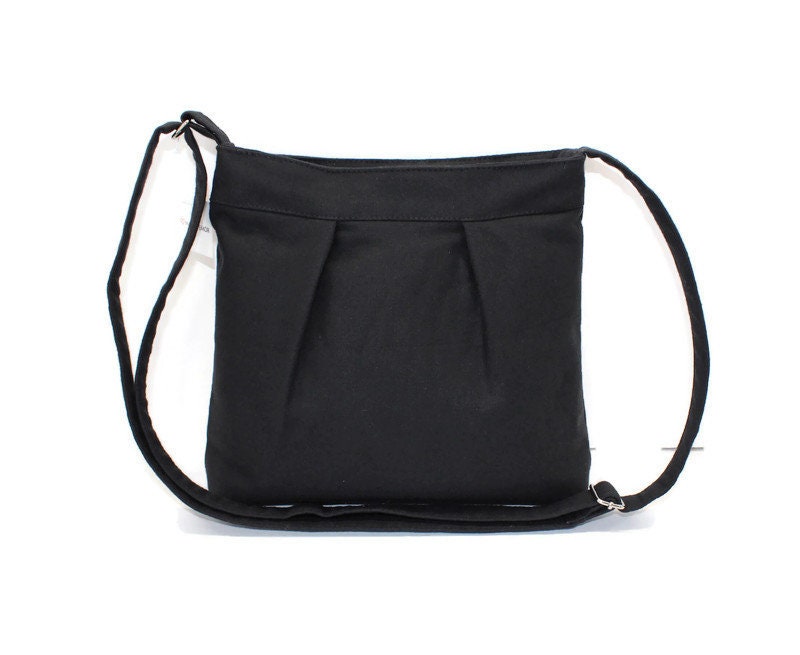 Small Black Canvas Crossbody Bag With Adjustable Strap Inside Etsy