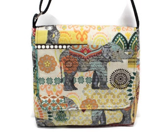 Small Crossbody bag, Elephant Print Bag, Women Messenger Bag, Elephant gift, Handmade bag, gift for women, gifts for girls, holiday gifts