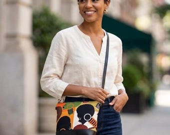 African Print Crossbody Bag: Cotton Afro Women Purse