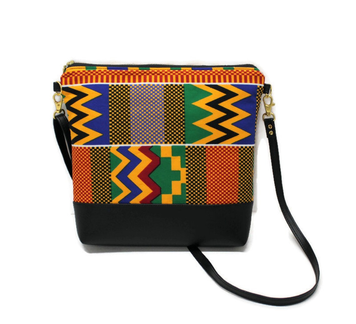 African Print Kente Fabric Crossbody Purse With Adjustable Etsy