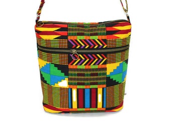 African Print Crossbody, Zipper Crossbody Bag, Women Handbag, Gift for women, Gift for girls, Kente Crossbody Bag, Women Purse, Shoulder Bag