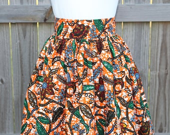 African print fabric custom made to order maxi and knee length skirt with pockets