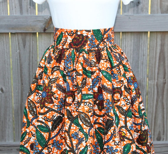 Tissu imprime africain sur mesure jupe maxi et longueur genou avec poches Etsy France