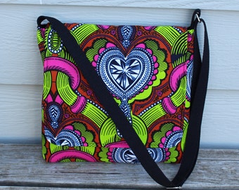 Bolsa transversal com estampa africana: bolsa carteiro de tecido Ankara