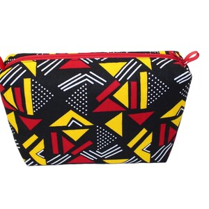 African Print Cosmetic Pouch: Handmade Cotton Zipper Bag