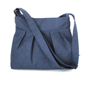 Frauen Crossbody Tasche, Canvas Crossbody Tasche, Blaue Stofftasche, Geschenk für Frauen, Reisetasche, handgemachte Tasche, Tote mit Taschen