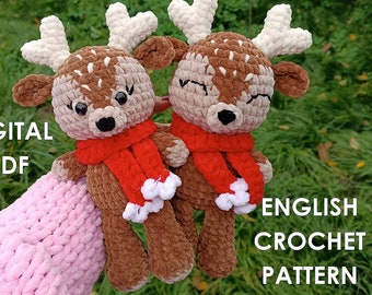 Crochet Deer Plushie PATTERN/ Amigurumi reindeer pattern/ pdf tutorial/ Animal Plushie pattern/ Christmas toy pattern/ crochet animals pdf