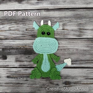 Crochet Pattern/PDF/ Crochet applique pattern/ Crochet baby applique /Dragon pattern/Dragon applique/Animal applique/Dragon/ Dino/ Blanket
