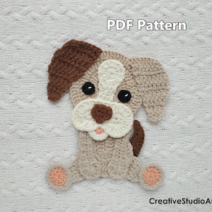 Crochet Pattern/PDF/ Crochet dog applique pattern/ Crochet applique animals pattern /Dog pattern/Dog applique/Dog/ Baby blanket decor/ Puppy