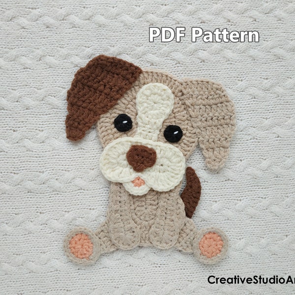 Crochet Pattern/PDF/ Crochet dog applique pattern/ Crochet applique animals pattern /Dog pattern/Dog applique/Dog/ Baby blanket decor/ Puppy