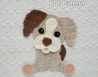 Crochet Pattern/PDF/ Crochet dog applique pattern/ Crochet applique animals pattern /Dog pattern/Dog applique/Dog/ Baby blanket decor/ Puppy