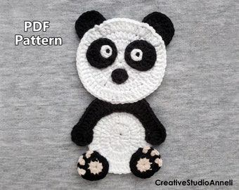 Motif d'appliques panda au crochet : décoration de couverture de bébé (Modèle PDF)