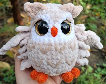 Handgemachte häkeln flauschige Eule Plüsch - Süßes Amigurumi Vogel Plushie Stofftier