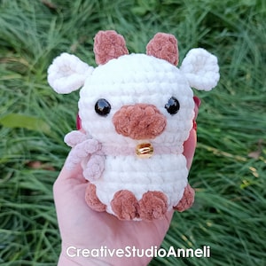 Crochet cow plushie/Mini cow/ Strawberry cow plushie/ kawaii cow plush/ Chubby Milky Cow/ amigurumi cow/ Cute/ Farm animal/ animal plushies