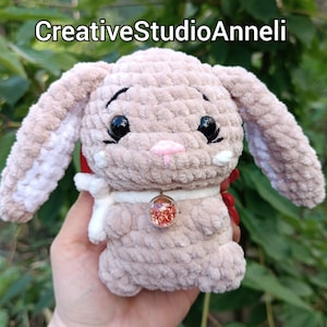 Crochet Bunny Plushie: Handmade Amigurumi Rabbit Toy, pocket stuffed animals