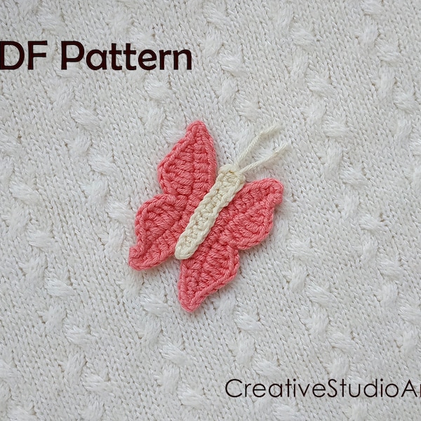Crochet Pattern/ INSTANT PDF DOWNLOAD/ Crochet applique pattern/ Crochet butterfly applique/Butterfly pattern/Butterfly applique/ Pattern