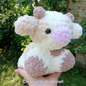 Crochet cow plushie/Fluffy cow/ Cookie cow plushie/ kawaii cow plush/ Chubby Milky Cow/ amigurumi cow/ Cute/ Farm animal/ animal plushies