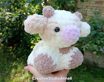 Vaquinha de crochê de pelúcia: brinquedo fofo amigurumi kawaii