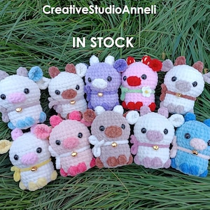 Crochet cow plushie/Mini cow/ Strawberry cow plushie/ kawaii cow plush/ Chubby Milky Cow/ amigurumi cow/ Cute/ Farm animal/ animal plushies