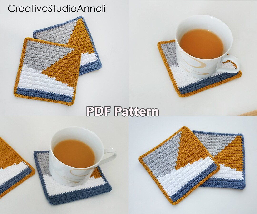 Color Block Crochet Coaster Pattern: Modern Table Mat (PDF Download) - Etsy